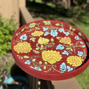 Hand painted Circular Wood Tray 14.75 inches Sharad